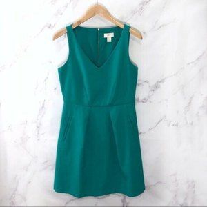 NWT LOFT Vneck Sleeveless Green Pleated Dress Size 10